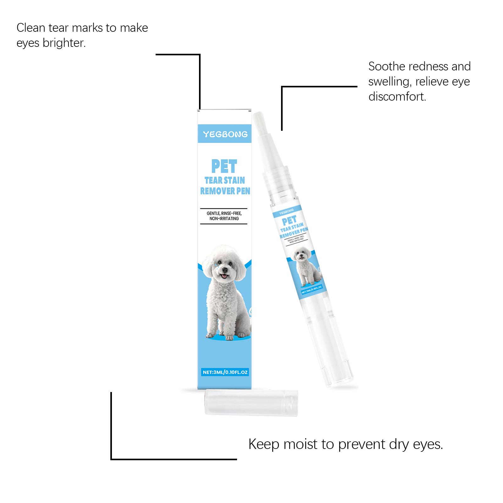 Cat And Dog Tear Stain Care Pen: Clean Tear Stains Around The Eyes Of Cats And Dogs. Universal Care Drops For Pet Cats And Dogs