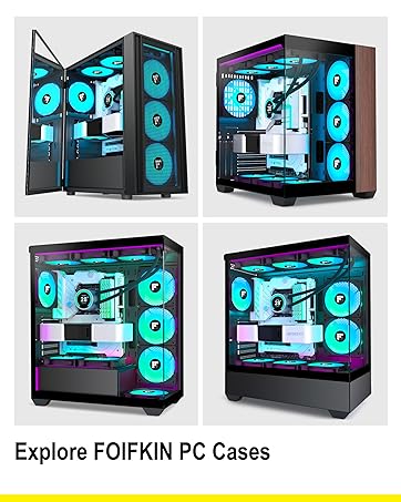 F600 Mid-Tower Gaming PC Case - Black, 7x 120mm ARGB PWM Fans Pre-Installed, 270° Panoramic Tempered Glass, Transparent Dual-Chamber Design, Type-C Port, Cable Management Support, ITX/Micro ATX Compatible, 420*285*430mm