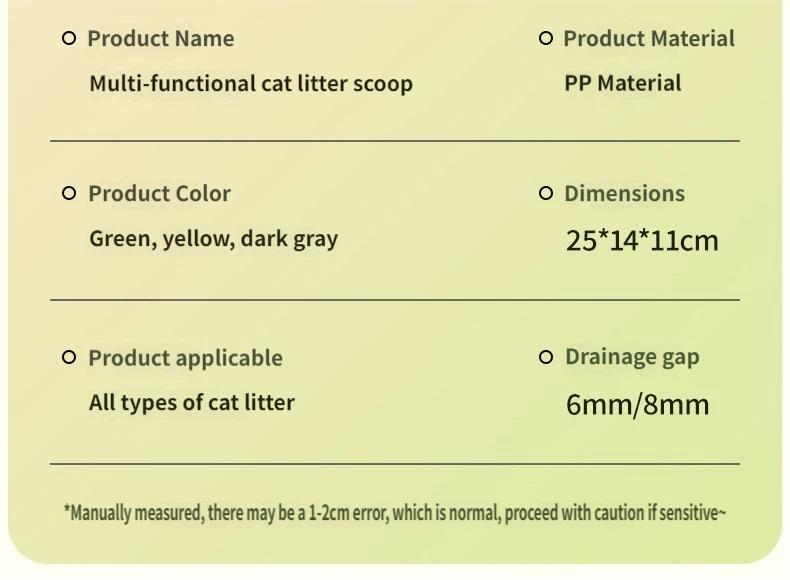 Multi-Function Cat Litter Scoop With Built-In Trash Bin, Large Capacity Litter Scooper With Bag Storage, Dual Gap 6mm+8mm Sifter Scoop For Most Cat Litter, No-Mess Litter Box Cleaner With Ergonomic Handle