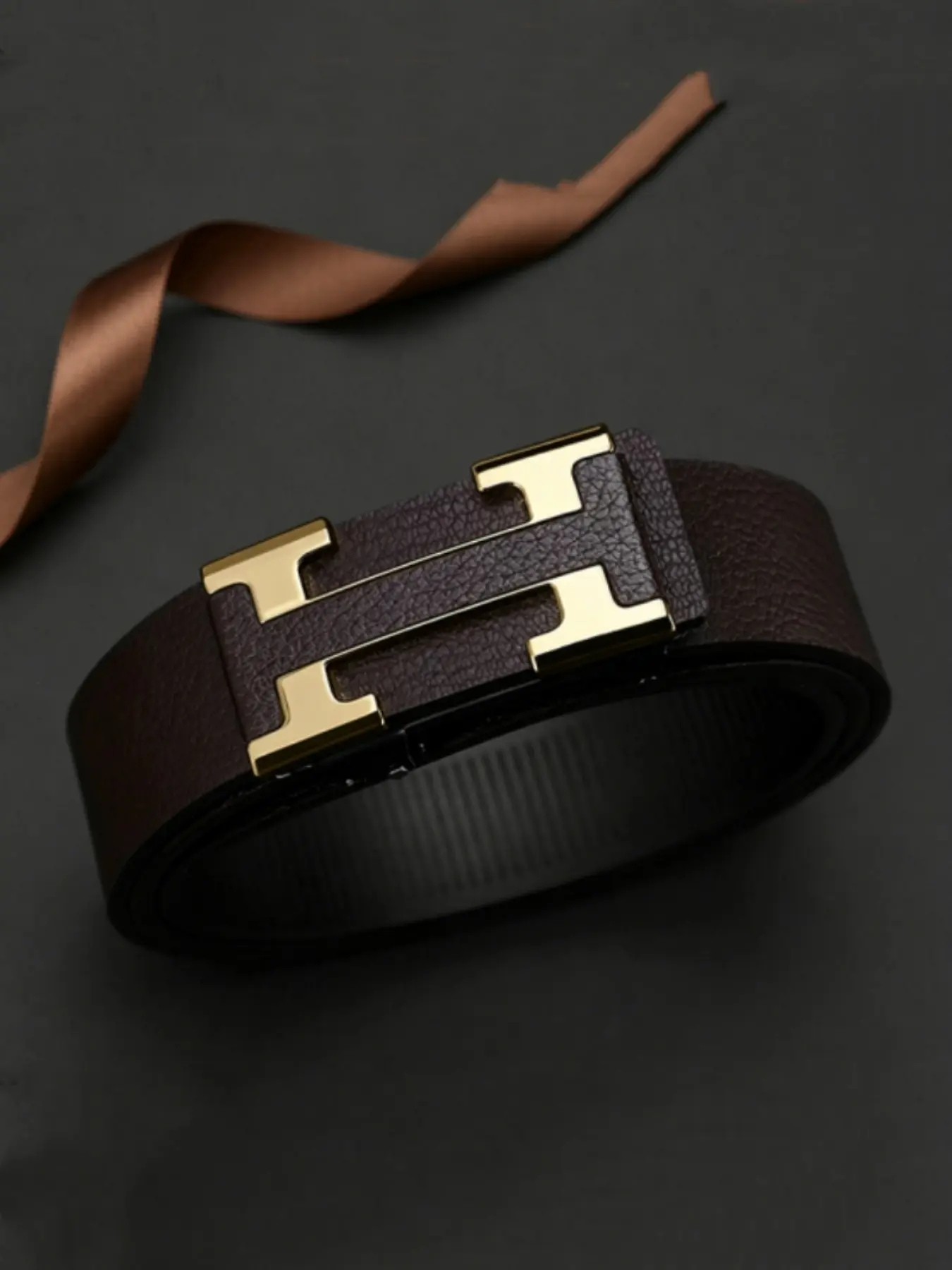 Men's Simple Business Automatic Buckle Belt, Fashionable Personalized Design, Adjustable Casual Pants Strap, Daily Wear Accessory