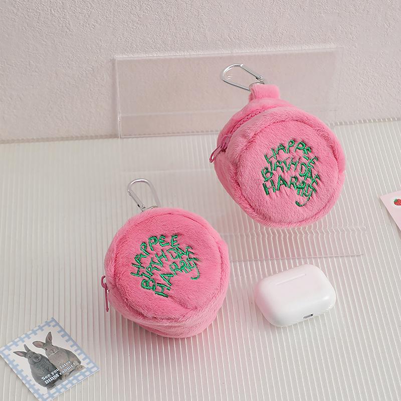 Pink Mini Coin Potters Purse Earphone Cord Storage Bag Kawaii Spot Cute Plush Harries Portable Purse Coin Pouch Cake Bag