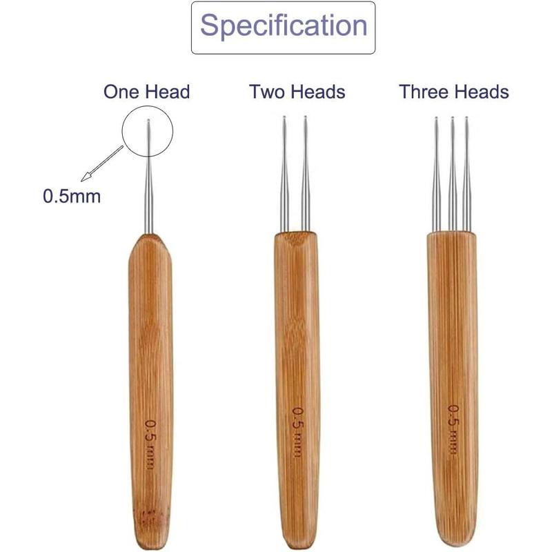 3 count Dreadlock Crochet Hook for Hair, Dreadlock  Tool for Braid Craft 1 Hook, 2 Hooks, 3 Hooks 0.5mm