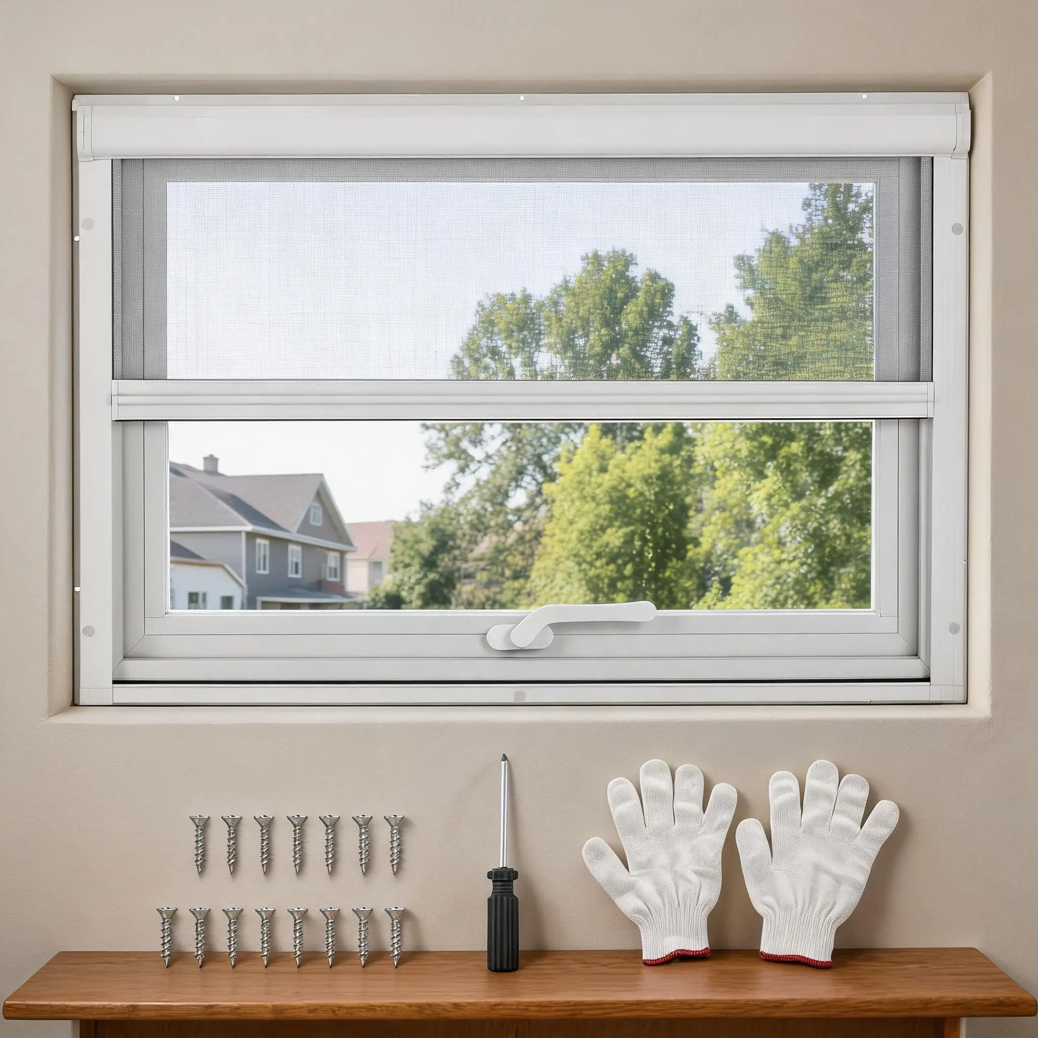 Heavy-Duty Aluminum Frame Sliding Casement Roof Window - 4-Gear Adjustable Angle, 5mm Tempered Glass, Magnetic Insect Screen, Safety Lock, Ventilation Control for Outdoor Shed, Garage