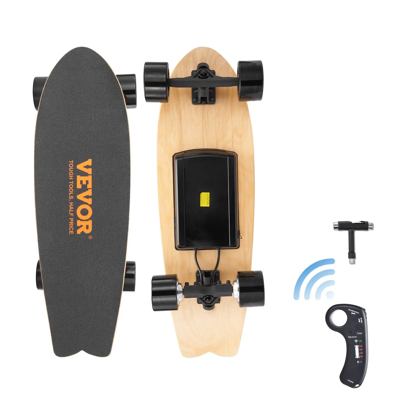 VEVOR Electric Skateboard with Remote, 13.7 Mph Top Speed 7.5 Miles Max Range Skateboard Longboard, 3 Speeds Adjustment Skateboards, Easy Carry Handle Design, Suitable for Adults Teens Beginners