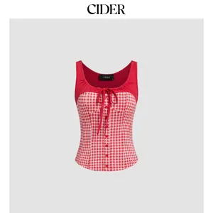 Cider [size 2-10] U-neckline Gingham Knotted Tank Top SummerWins SummerFinds