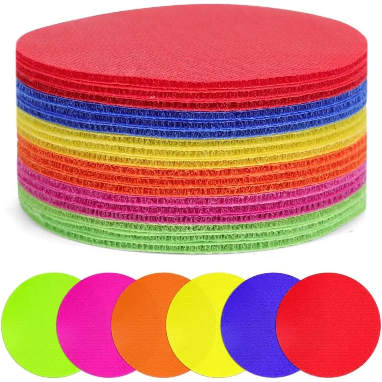36 Pcs 4 Inch 6 Colors Carpet Spot Markers Durable Sit Dots for Classroom Home Gym Agility Training Kindergarten Teacher Classroom Decor Supplies