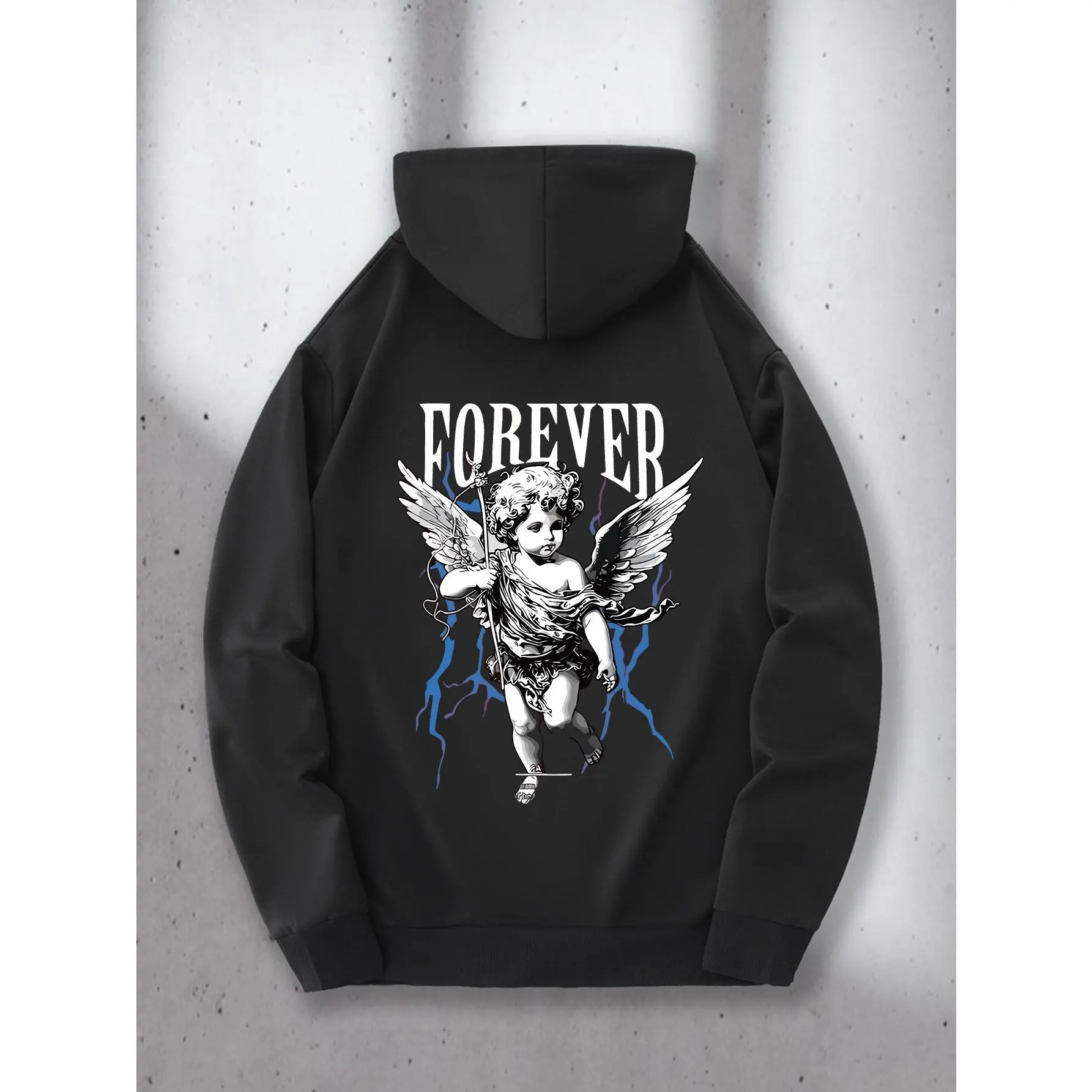 New Trendy Letter Pattern Design, Kangaroo Pocket Fashion Pattern, Front And Back Print Men'S Comfortable Daily Casual Hoodie Sweatshirt, Plus Size