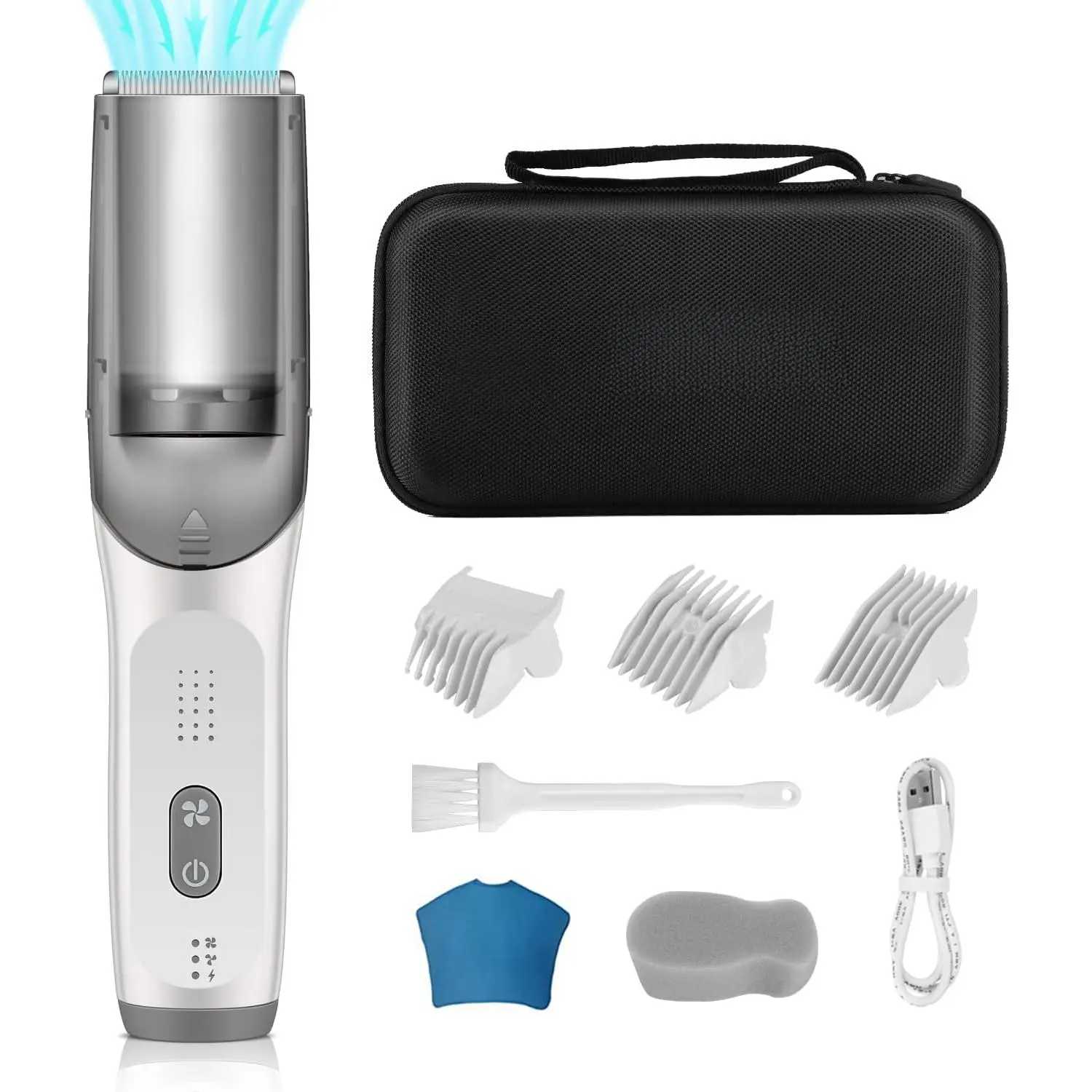 Baby Hair Clipper with Vacuum - Hair Trimmer for Kids and Toddlers - Waterproof, Rechargeable, Cordless Hair Cutting Machine for Children (with Bag)