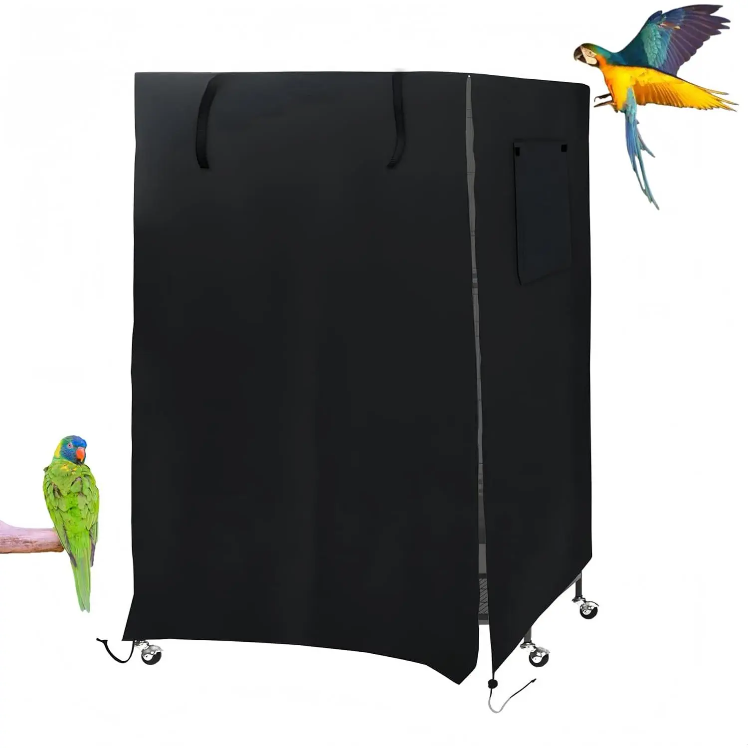 Blackout & Breathable Birdcage Cover, Durable Washable Parrot Cage Cover for Parakeets Lovebirds Budgies Macaw Conure, Fits Large Square Cages (26" L x 19" W x 40" H)