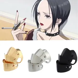 Anime Oosaki Nana Same Rings Earring Set Punk Gothic Rock Scroll Joint Armor Knuckle Finger Rings Metal Cosplay Jewelry Gifts