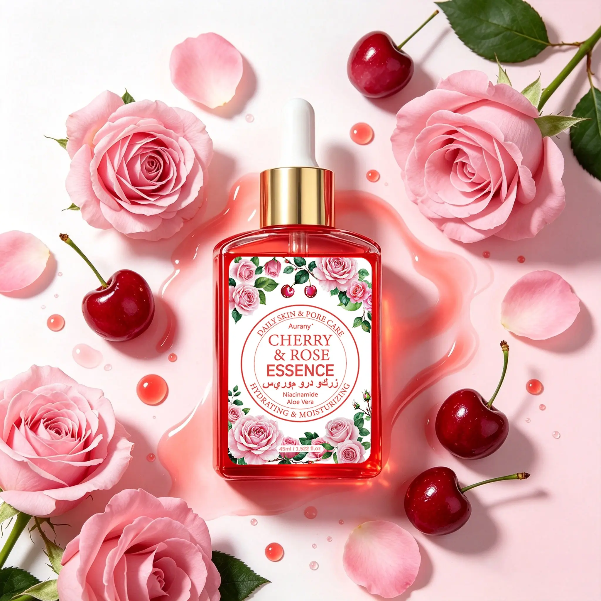 Essence Skincare, Face Essence, Cherry Rose Essence ， Natural Plant Extracts In A Lightweight & Hydrating Formula! Moisturizes, Brightens, Balances & Refines Pores – Suitable For All Skin Types