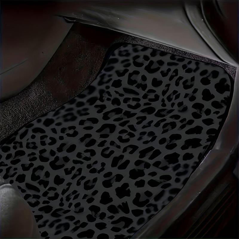 Leopard-print Car Floor Mat, 4 Counts/set Universal Car Interior Decorative Floor Mat, Non-slip Car Floor Mat for Front & Rear Seat Protective, Car Accessories, Floor Mats For Car