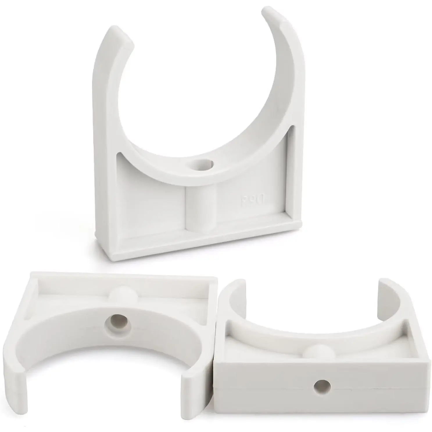 3 PCS White PVC Pipe Clamps - Clamp-Shape, UV-Resistant, High-Strength Hose Hanger Support, 63mm/2.48" Size, Fits 2" Sch40 Pipe for Home Plumbing, Garden Tubing