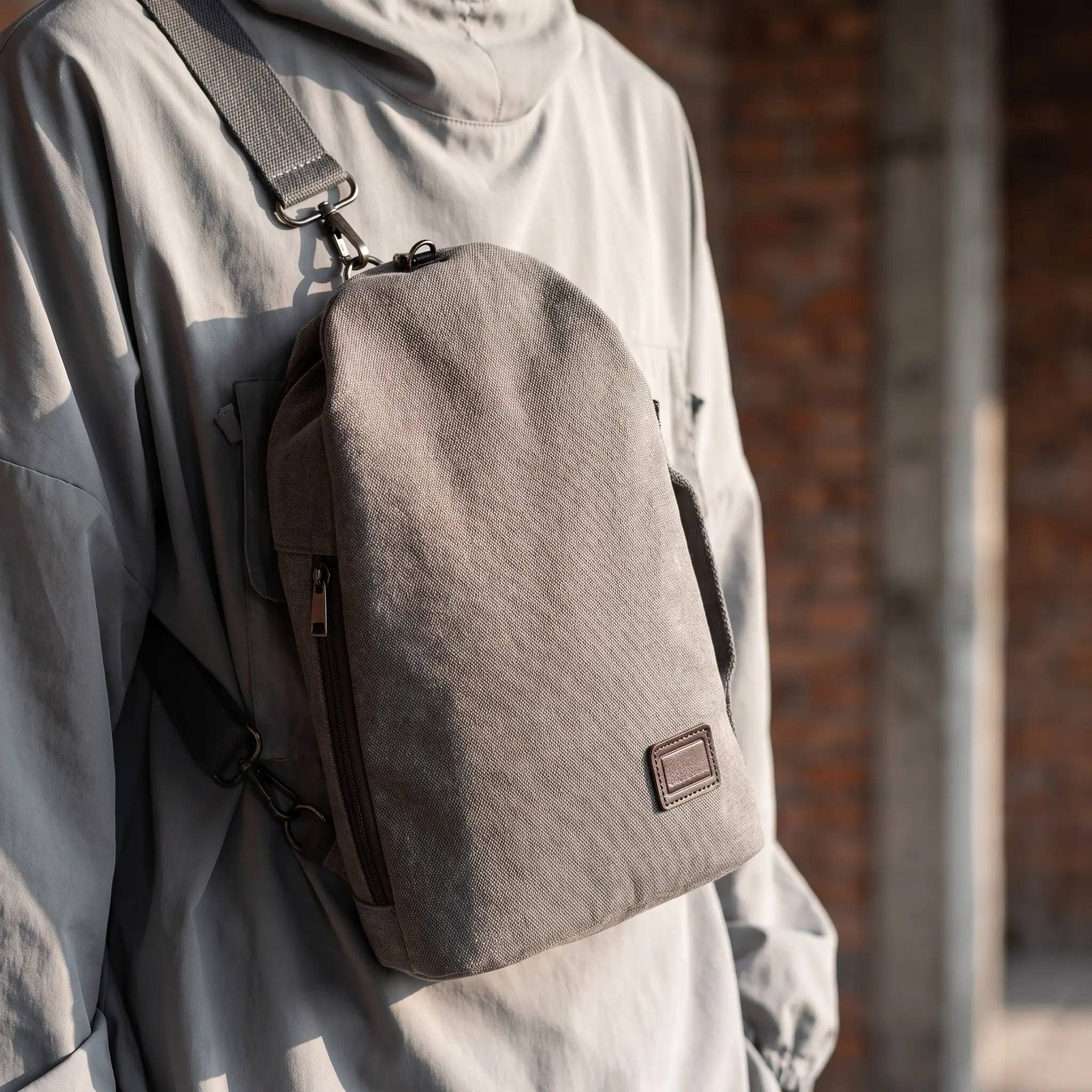 Everyday Essential Crossbody Bag For Travel Sports Casual Canvas Chest Bag Ultra Light Breathable Wear Resistant Solid Color Shoulder Bag For Men 10 Inch Laptop