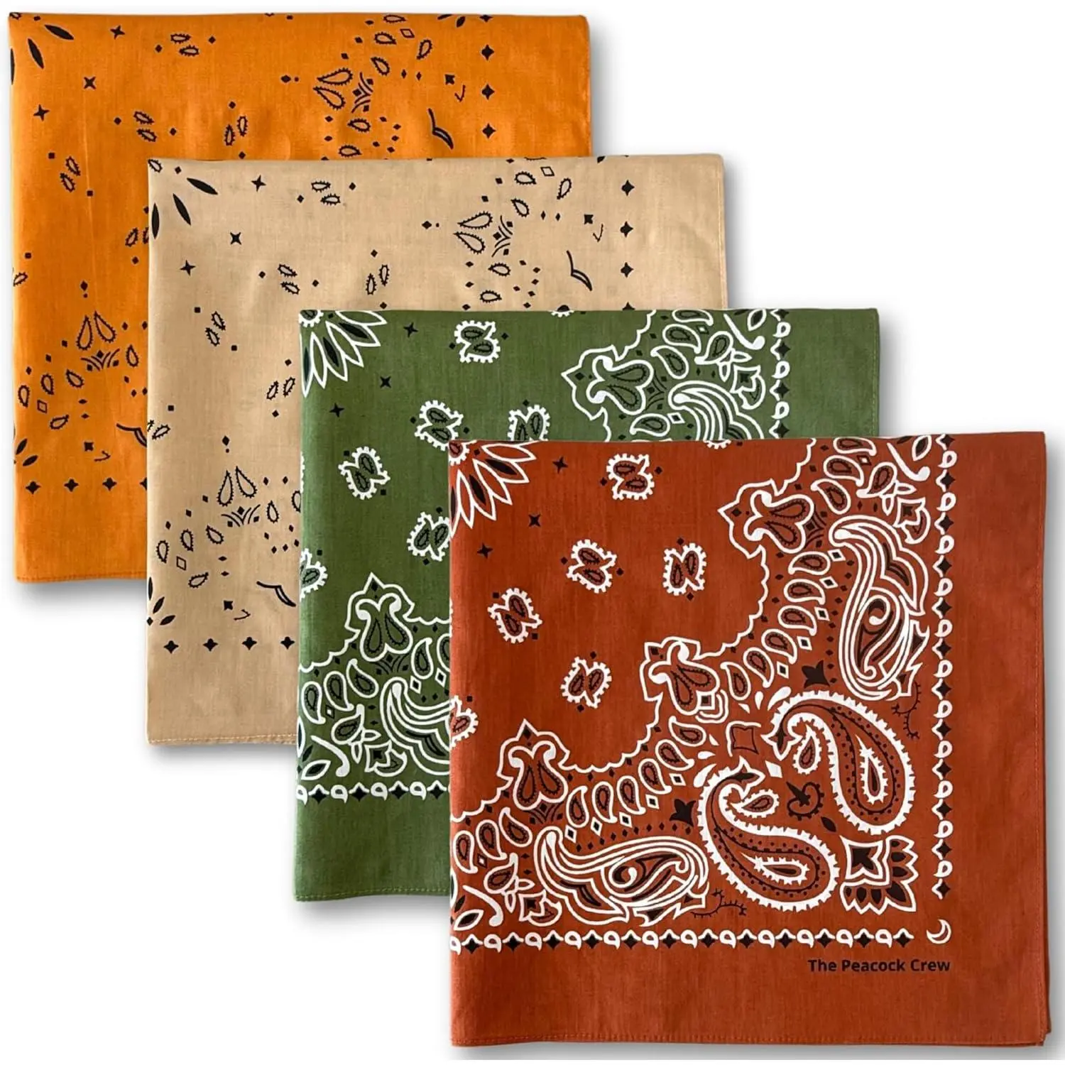 Soft Cotton Paisley Bandanas Pack for Men & Women, Unisex Headwear for Daily Casual Wear, Female Fashion Kerchief, 22x22 Inches, Colorful Paisley Bandanas, Designer Bandanas