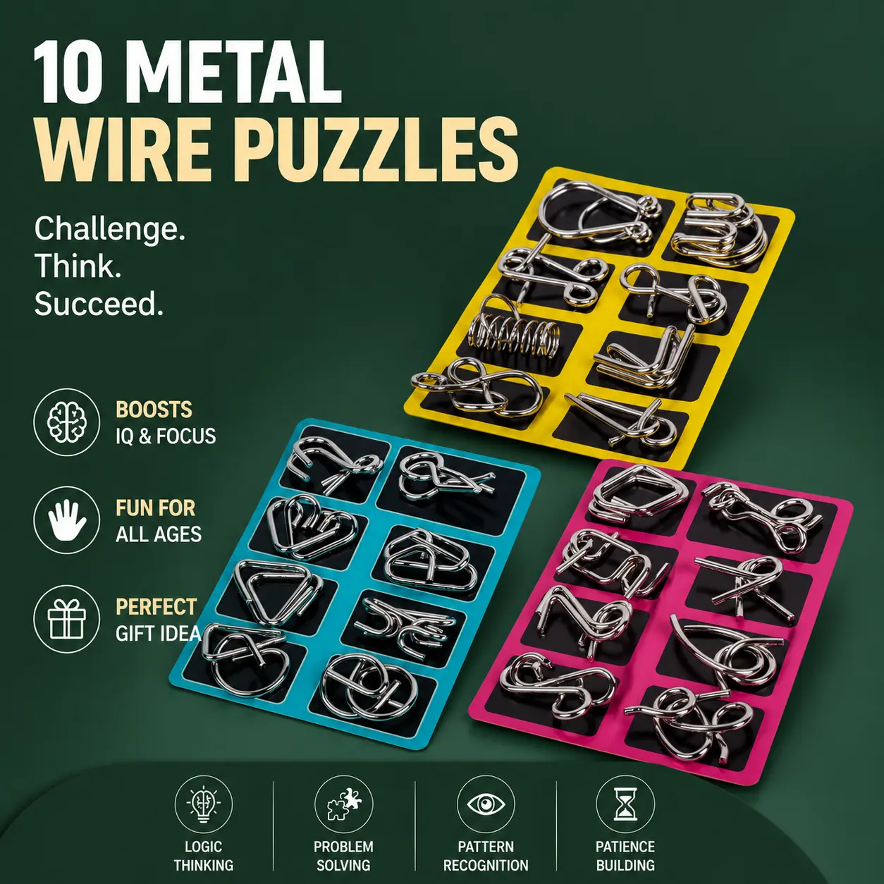24Pcs Brain Teaser Puzzles Wire Puzzle Set Steel Metal Chain Logic Games Educational Stress Relief Toys Party Favor Gift Ideas For Kids Birthday Gifts-YY2