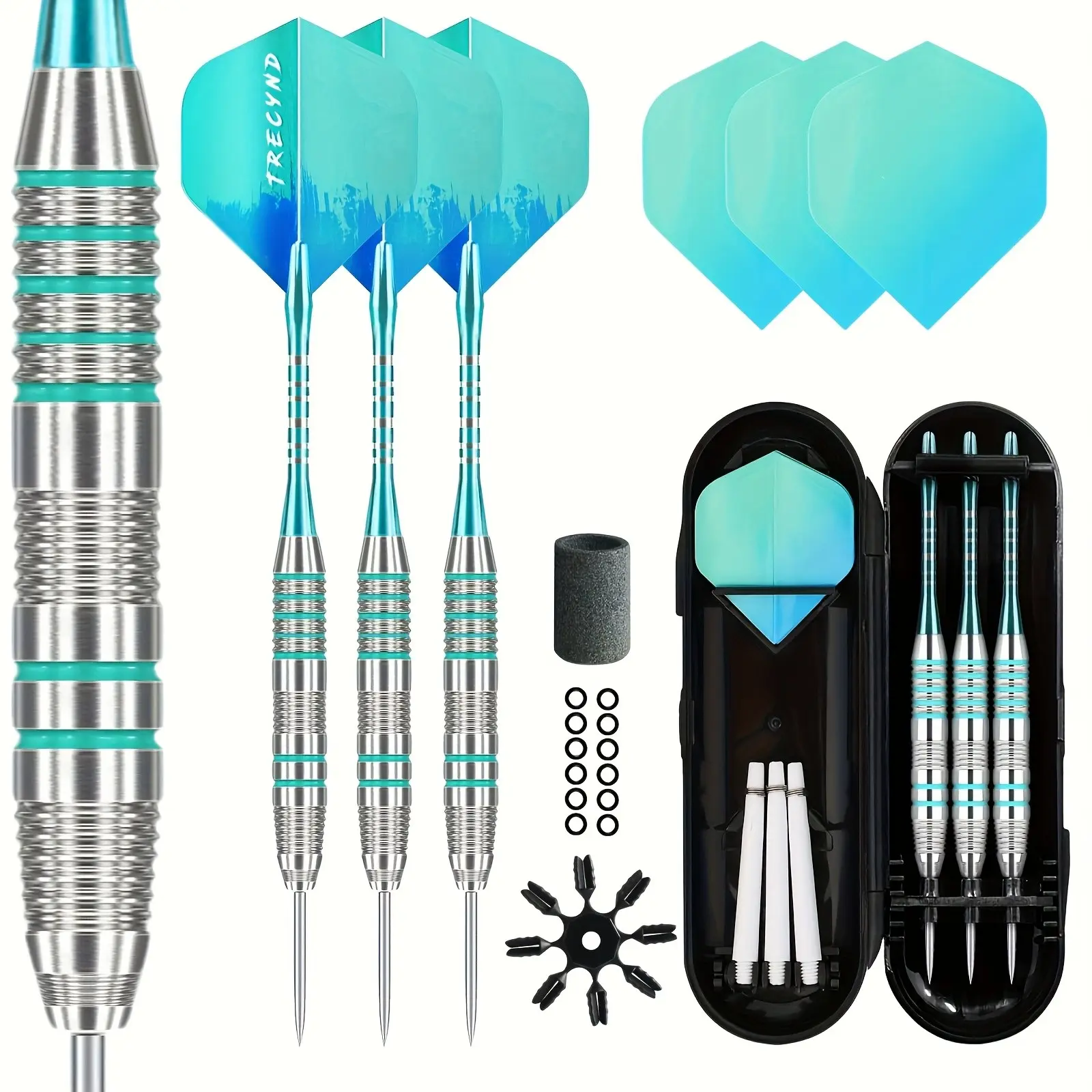 3-Piece Silver Color Dart Set, Adult Professional Hard Darts, Competition Training Darts with Spare Blades, Portable Storage Box Included
