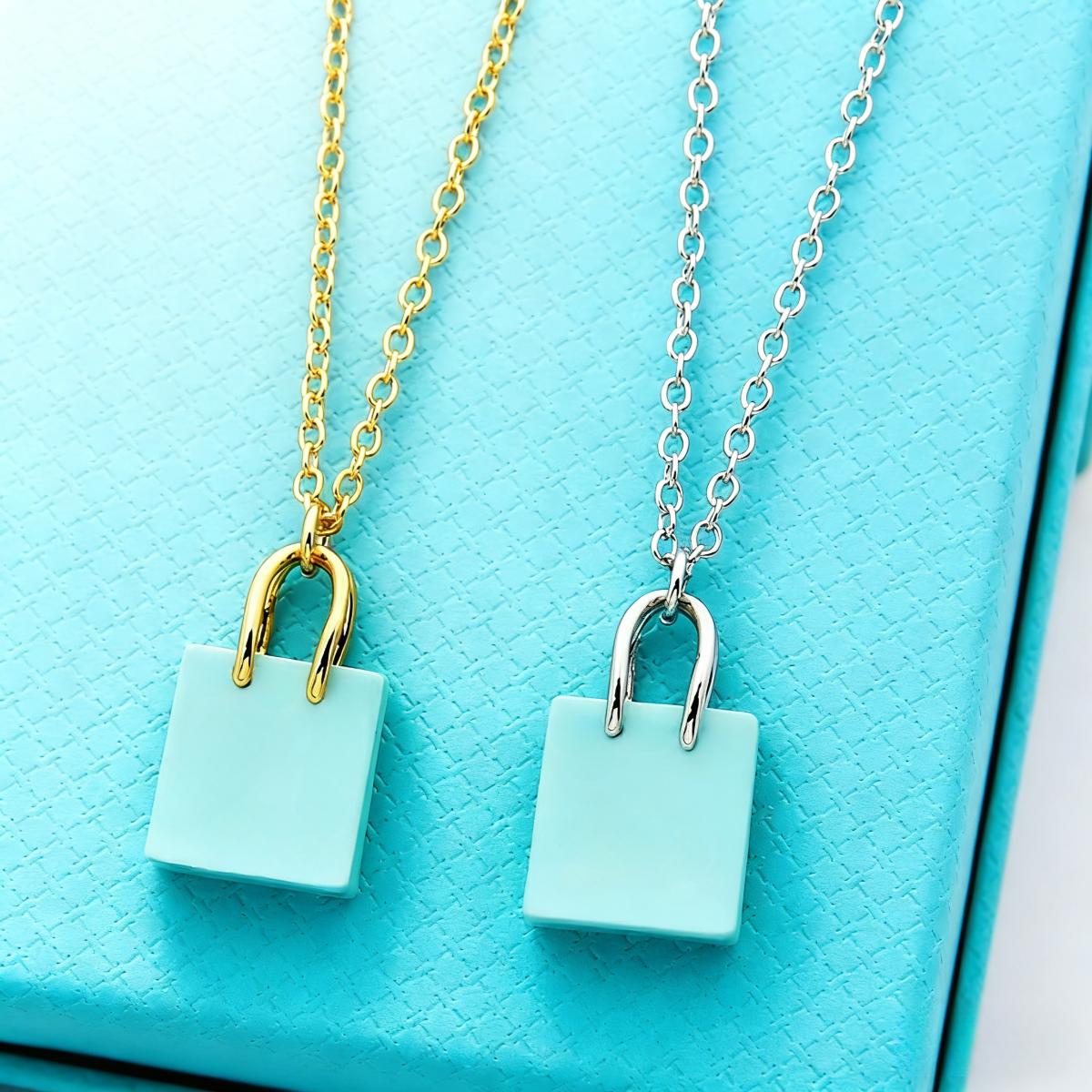 T's Blue Women's Handbag Pendant Necklace Simple and Versatile Perfect Gift