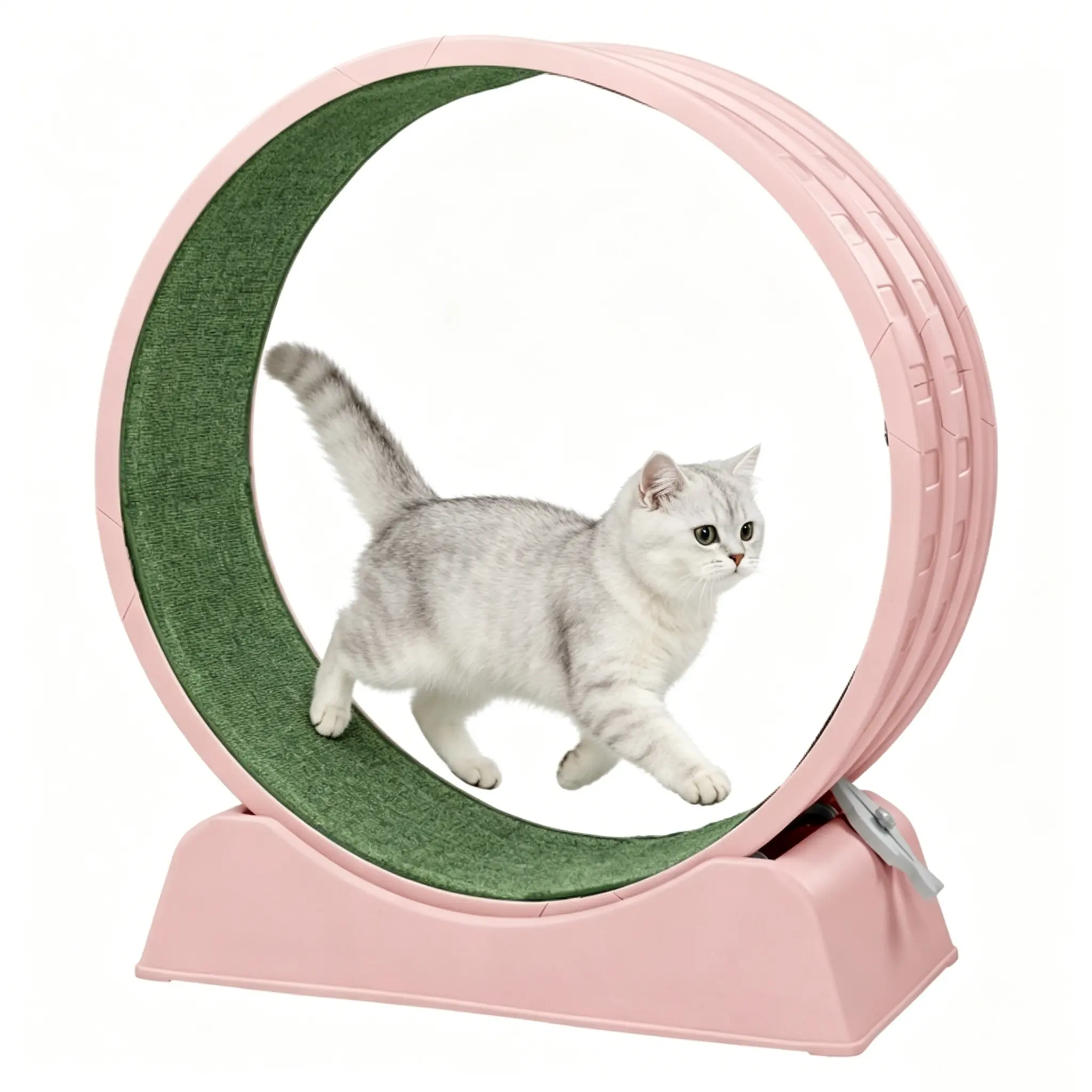 Cat Exercise Wheel 31.5" - Silent Running with Safety Lock & Carpet Track, Fits 15kg Cats, Easy Assembly