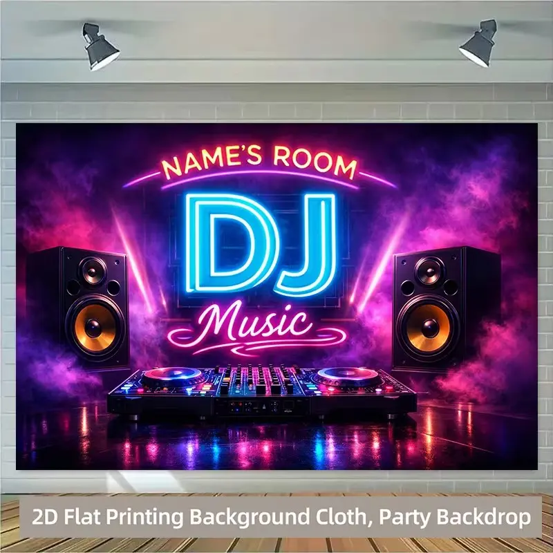 2D Flat Banner 1pc, Durable Polyester Background for Dj Music Shows, Indoor Outdoor Party Banners, Birthday Celebrations, No Power Needed