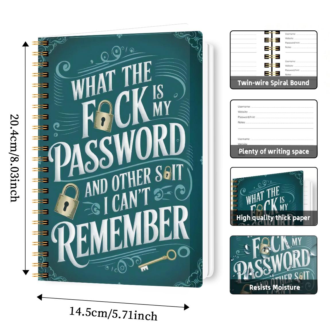 1pc Simple Password Book, Hardcover Spiral Notebook, Hardcover Journal, Minimalist Address Password Manager With Website Password Quick Access Password Storage Perfect For Home Office Internet Computer Logins, Great Holiday Gifts #GLOBAL PICKS