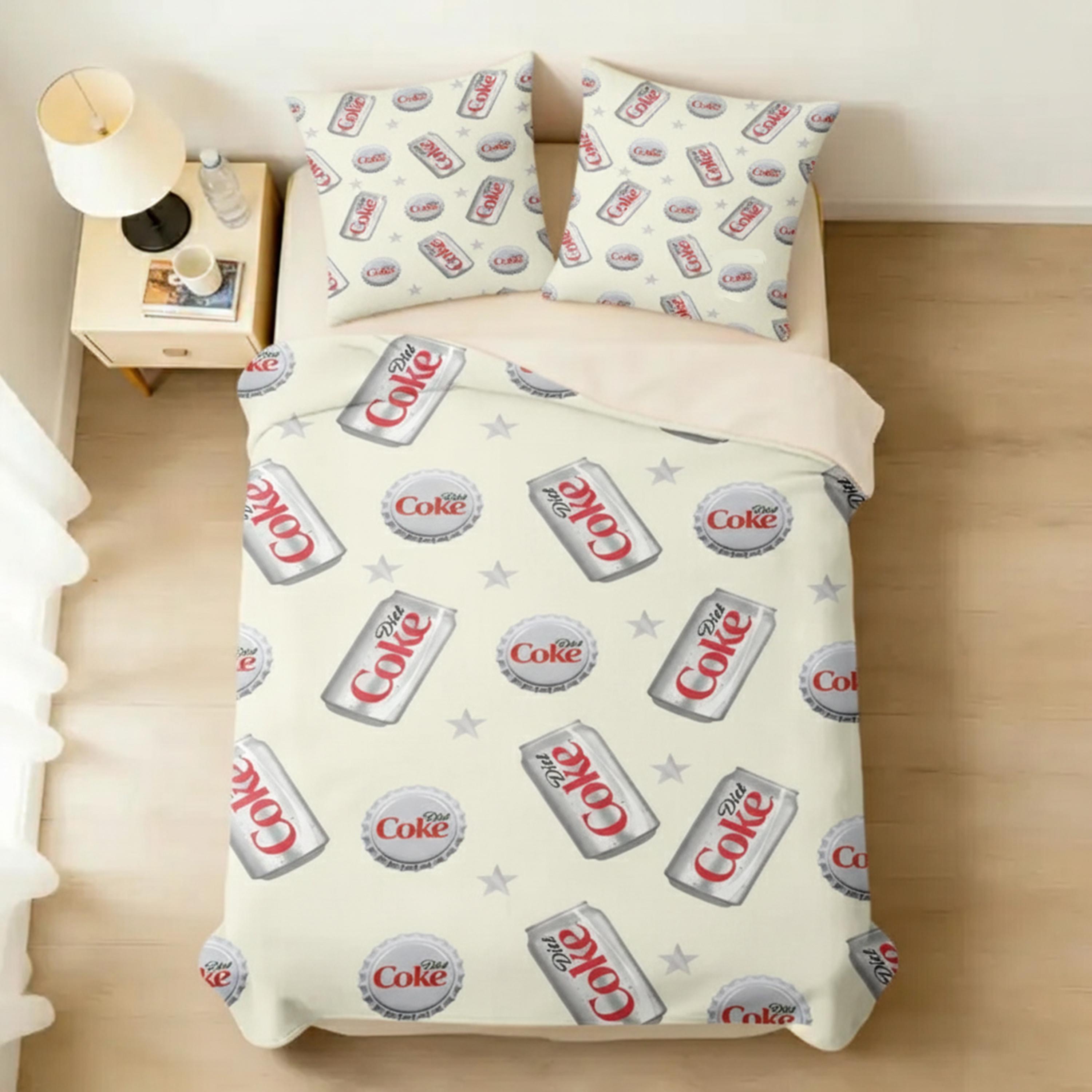 Diet Coke Can & Bottle Cap Vintage Throw Blanket and Throw Pillow Cover without Pillow Core Set-Soft Cozy Diet Coke Home Decor Set for Soda Lovers, Unique Diet Coke Gift for Her,Home Decor Bundle for Bedroom