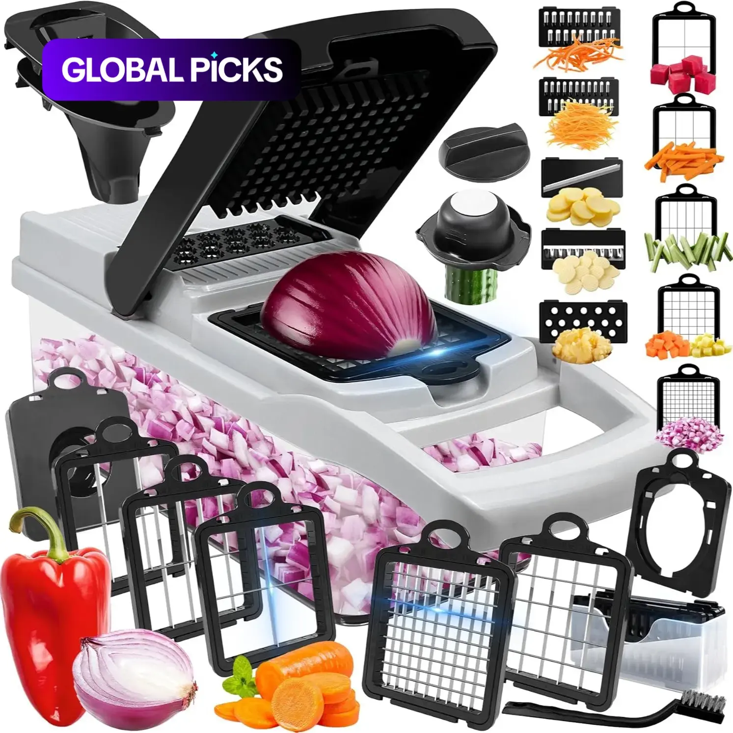 26-In-1 / 22-In-1 / 16-In -1 Multi-Functional Vegetable Chopper, Veggie Cutter, Multifunctional Food Cutter, Durable Garlic Slicer, Onion Potato Grater, Kitchen Accessories, Outdoor Camping Picnic, Vegetable Chopper Set #GLOBAL PICKS