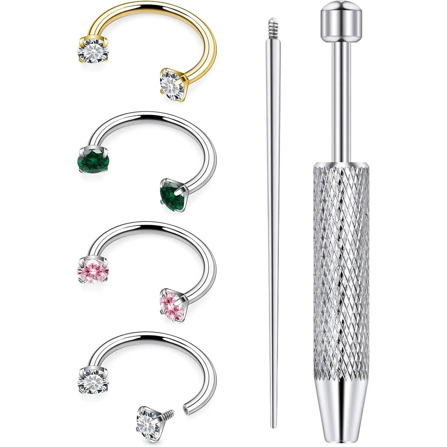 20G 18G 16G Horseshoe Septum Nose Ring   Astm F136 Titanium Internal Thread Double  Lip Ring Cartilage Helix Tragus Earring Hoops   for Women