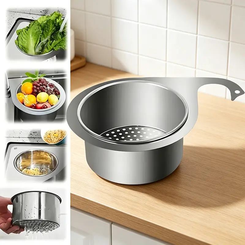 Stainless Steel Swan Sink Strainer Basket, Multifunctional Kitchen Sink Drain Strainer Faucet Hanging Filter Basket, Corner Sink Strainer Basket for Kitchen Fruit Vegetable (1 Pack)