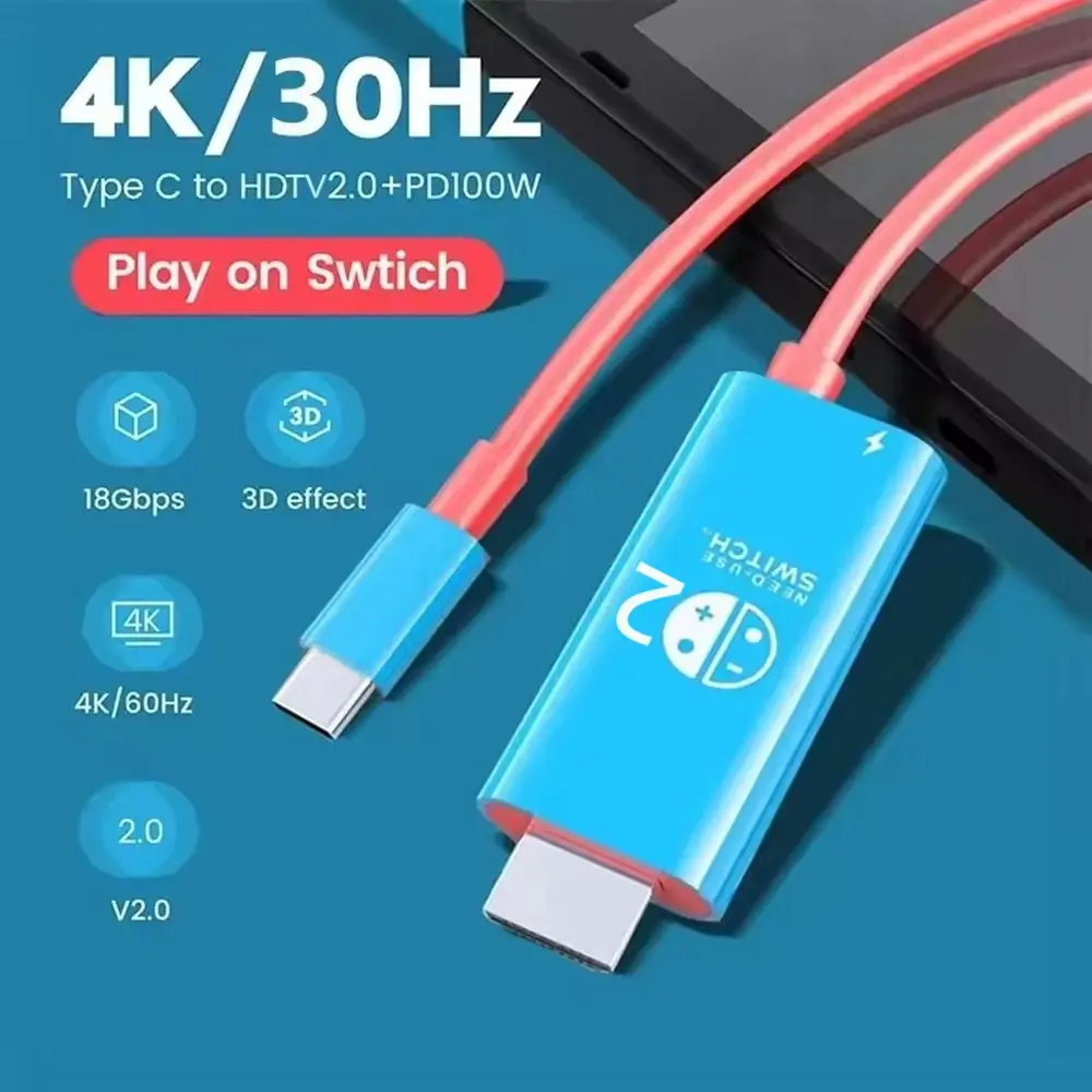 Docking Station for Nintendo Switch 2,4K 60Hz TYPE-C Hub with HDMI  3.0 PD100W Charge Perfect for Switch 2/Switch/OLED