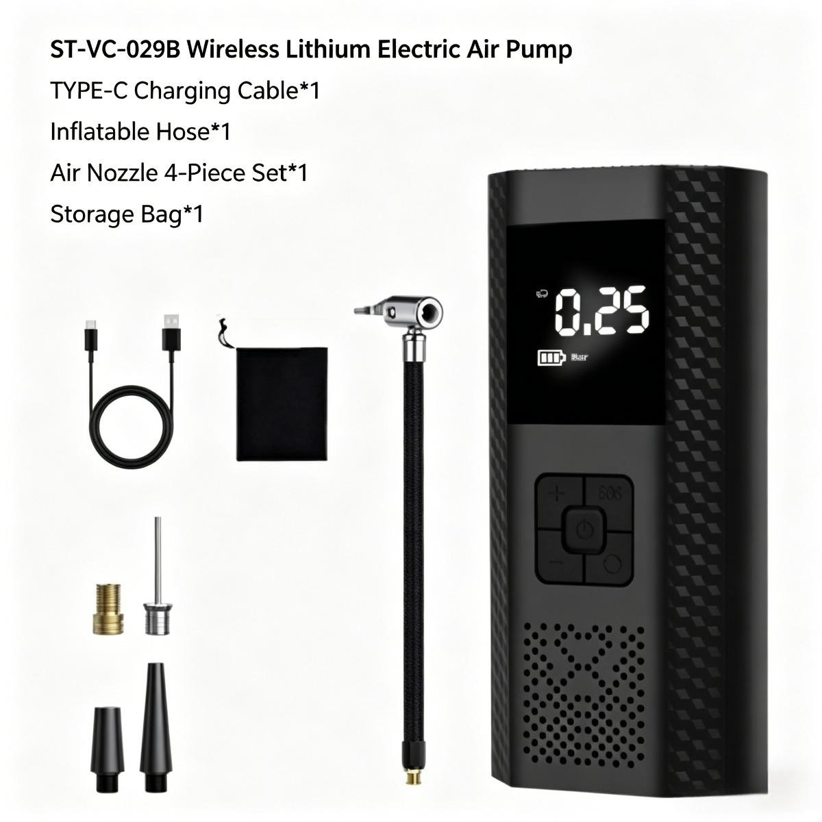 Portable Cordless Tire Inflator, 12V Wireless Car Air Pump with Digital Display, Rechargeable Battery Powered Tire Inflator with Power Bank Function Reusable