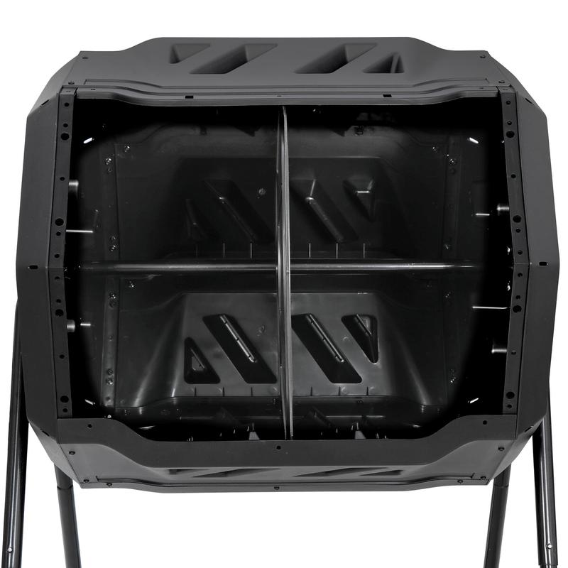ZENY 43Gal Outdoor Compost Tumbler Bin - Dual Chambers, Sliding Doors, Black