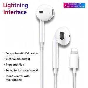 1 Pack Wired Semi-In-Ear Earphones, Wired Earbuds, Plug & Play In-Ear Headphones, Wide Compatibility with iOS Digital Devices, Ideal for Daily Music Listening & Voice Calls