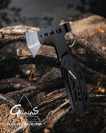 Multitool Knife 17 in 1 With Fire Starting Sticks, Bottle Opener, Saw, Screwdrivers, Whistle, Window Breaker and More-Perfect for Camping, Outdoor, Survival and Everyday Use, Gifts for Men Dad