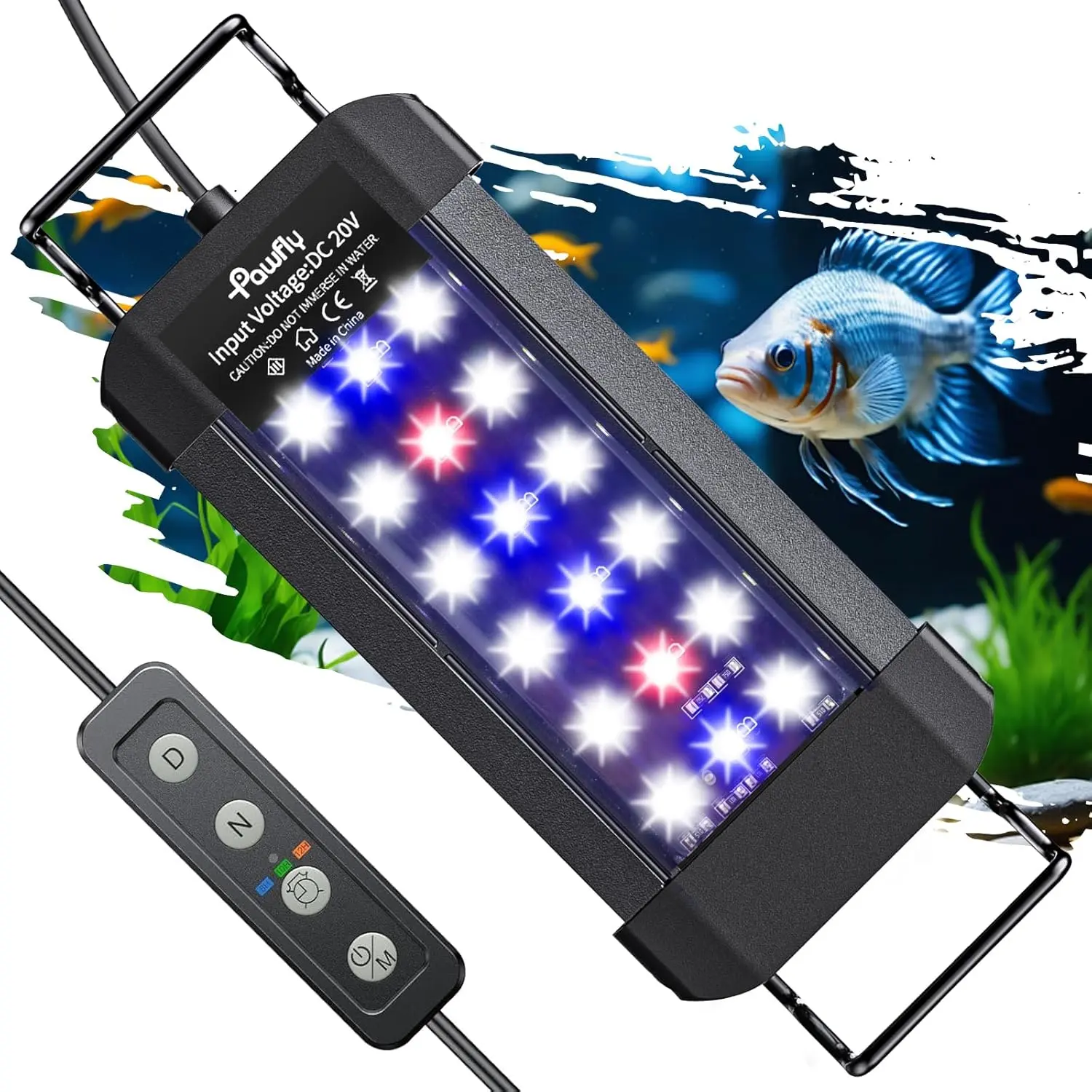 6 Extendable Aquarium LED Light for 6 to10 Inch Fish Tank with Full Spectrum Brilliant White Blue Red Lights with Daytime & Night Modes and Adjustable Brightness