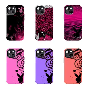 Black Pink Glitter Playboy Bunny Phone Case Suitable for iPhone 17-11 Pro Max/Plus and  Samsung Galaxy S23-25