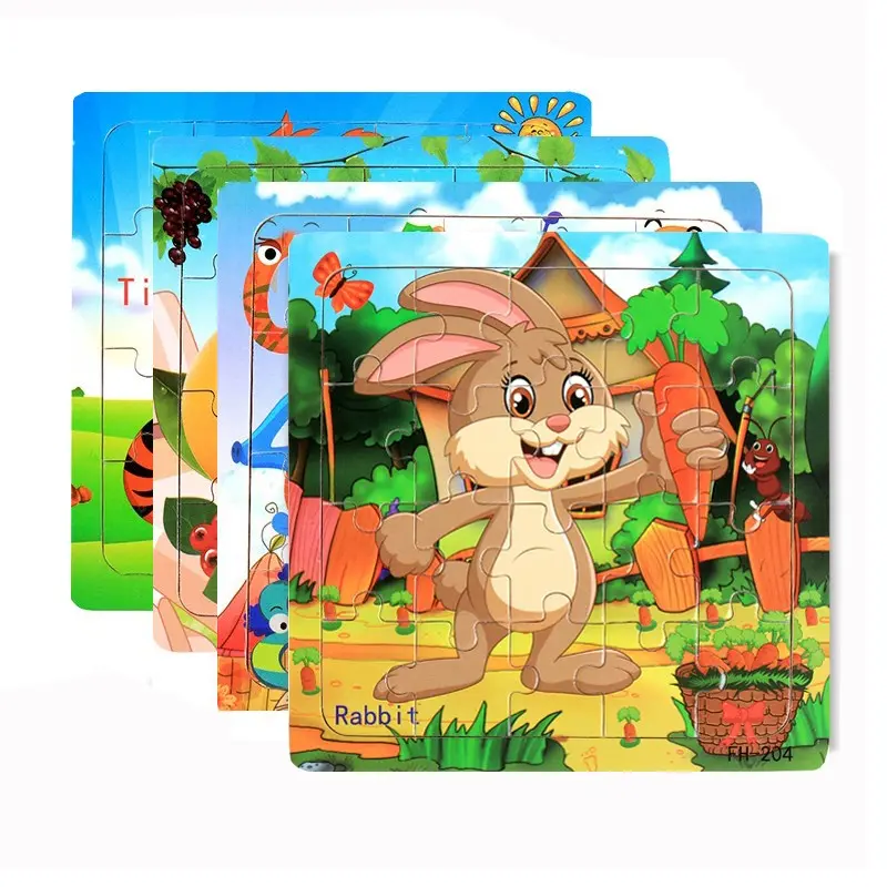 4 sets-20 pieces puzzle, children's cartoon wooden jigsaw puzzle, transportation animal series, Animal Shape Puzzle, creative cognitive puzzle, thinking and logic practice, focused training, kindergarten reward puzzle, gift, Wooden Puzzles
