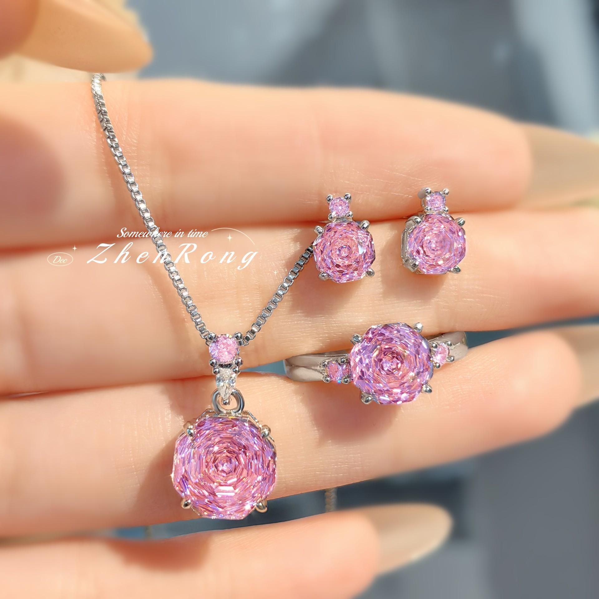 ✨   Octagonal Millennial Rose Cut CZ Set |   Pendant Necklace + Stud Earrings + Ring 💍 |   Same Chic Design |   Available Separately 🎁   – Trendy Gift for Her