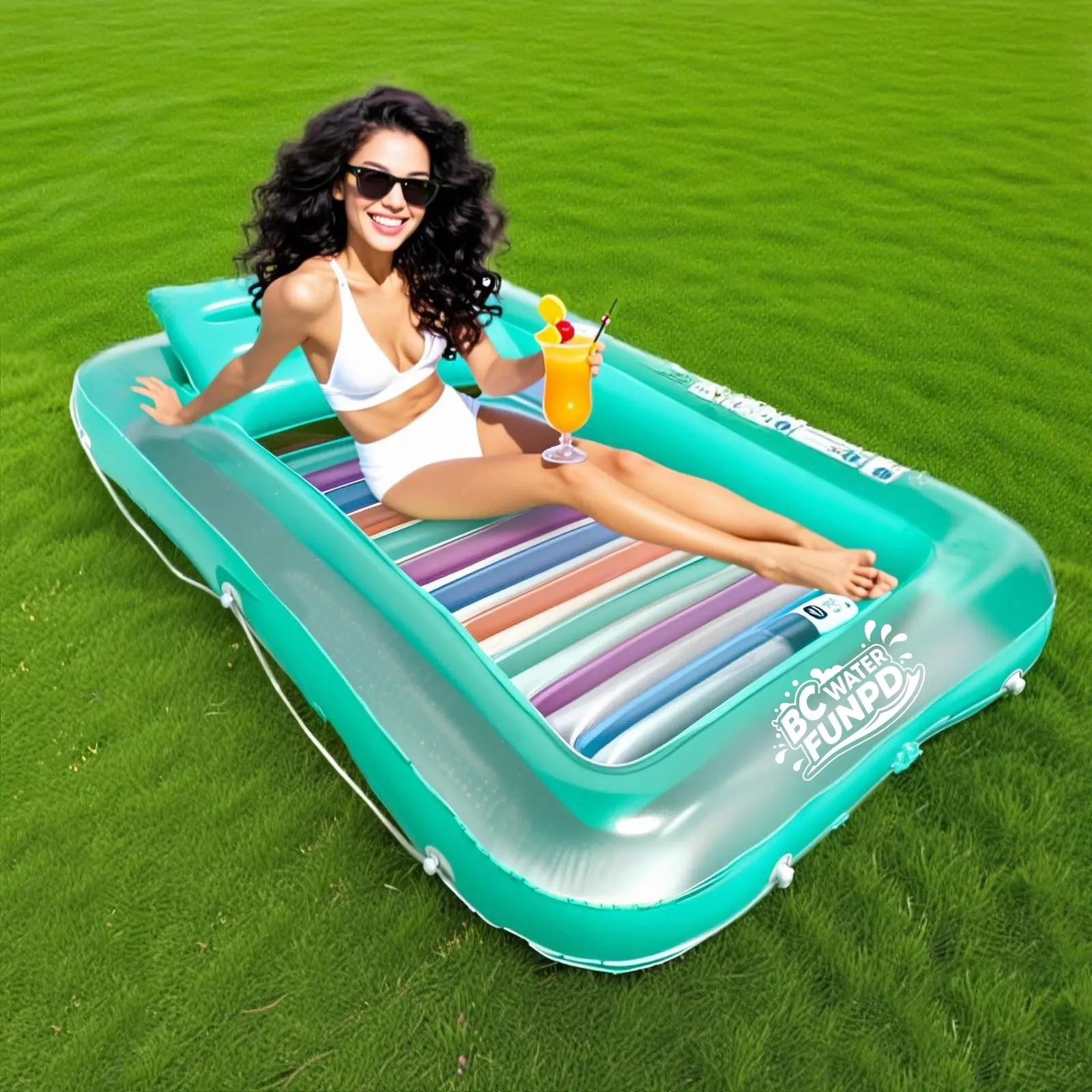 Four-In-One Inflatable Tanning Pool Set, Durable Thick Material, Perfect for Summer Vacation, Beach, Pool, Gift for Family and Friends