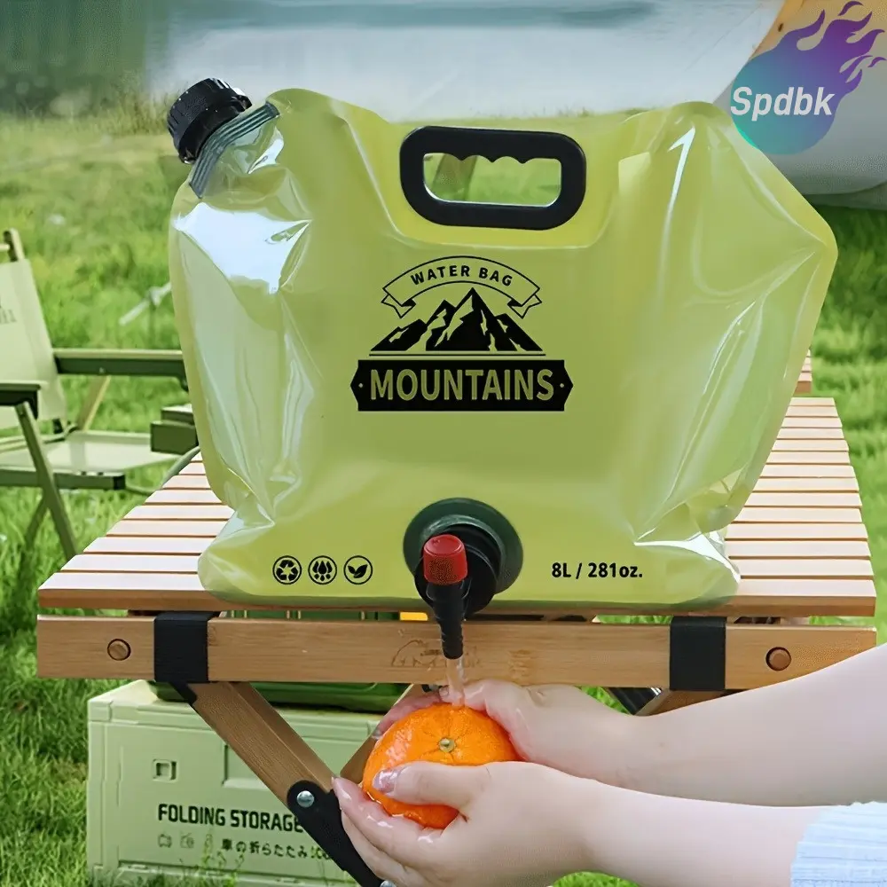 2.11gal Portable Water Container with Faucet - Foldable, Lightweight & Durable PET Material, Ideal Camping, Hiking, Travel & Outdoor Activities, Camping Water Jug
