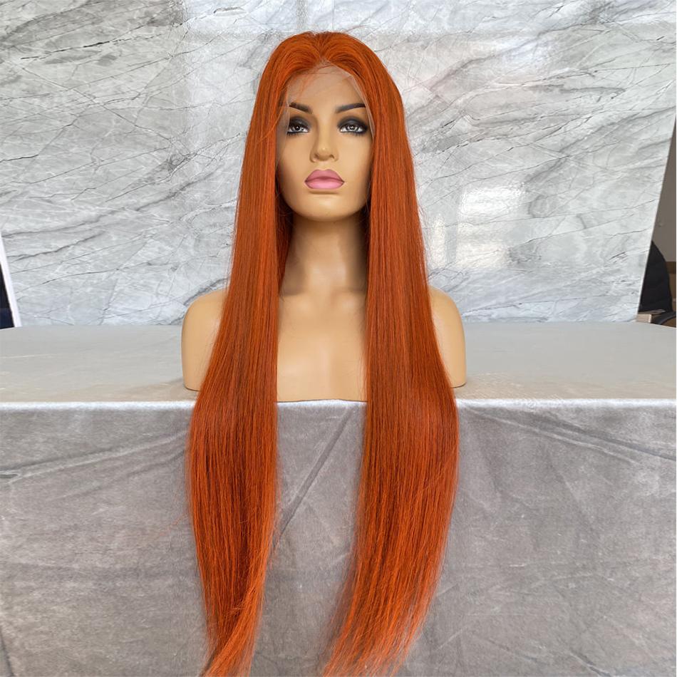 Bling Hair 30 32 Inch Ginger Straight Human Hair Wig Orange Brazilian 13x4 13x6 Hd Transparent Lace Frontal Ginger Human Hair Wigs for Women Pre Plucked 180% Density