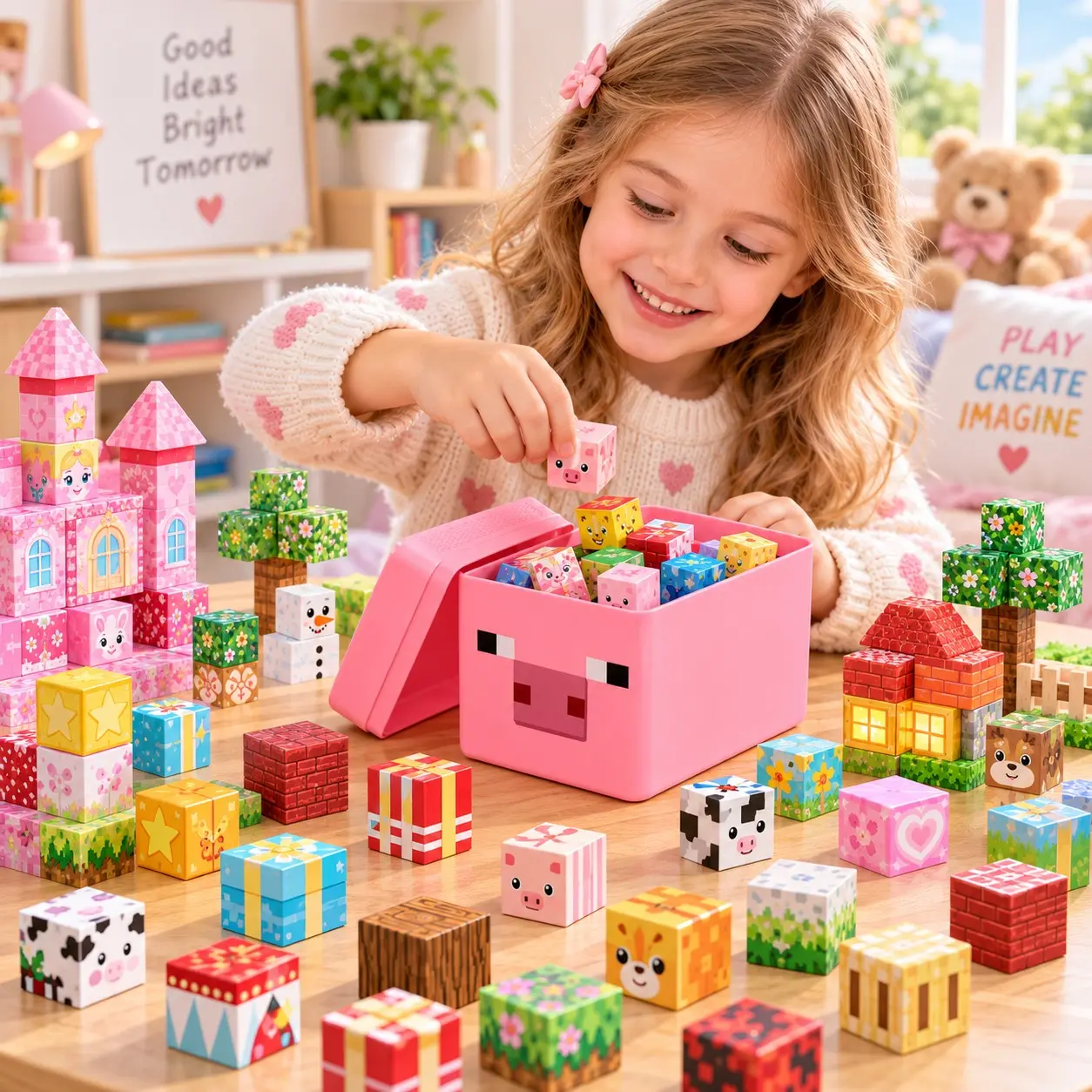 200 Magnetic Blocks Set, Glow-In-Dark Building Toy, Creative Building Blocks, Stem Educational Puzzle, Kids Space Thinking Training, Birthday Gift for Boys Girls