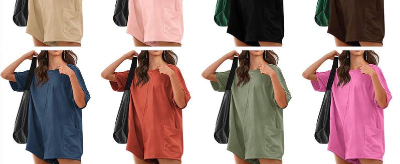 Imily Bela Rompers for Women 2025 Summer Athletic Oversized Romper Short Sleeve Jumpsuit with Pockets