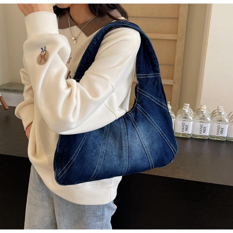 Fashionable Denim Shoulder Bag for Women – New Trendy Design for Cool Girls – Small Casual & Practical Everyday Armhole Bag