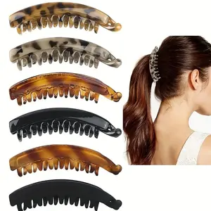 4/6/10pcs Matte & Tortoise Shell Banana Hair Clips, Non-slip Strong Hold Ponytail Clips for Thick & Curly Hair, Durable Acrylic Material, Ideal for Daily Hairstyling.