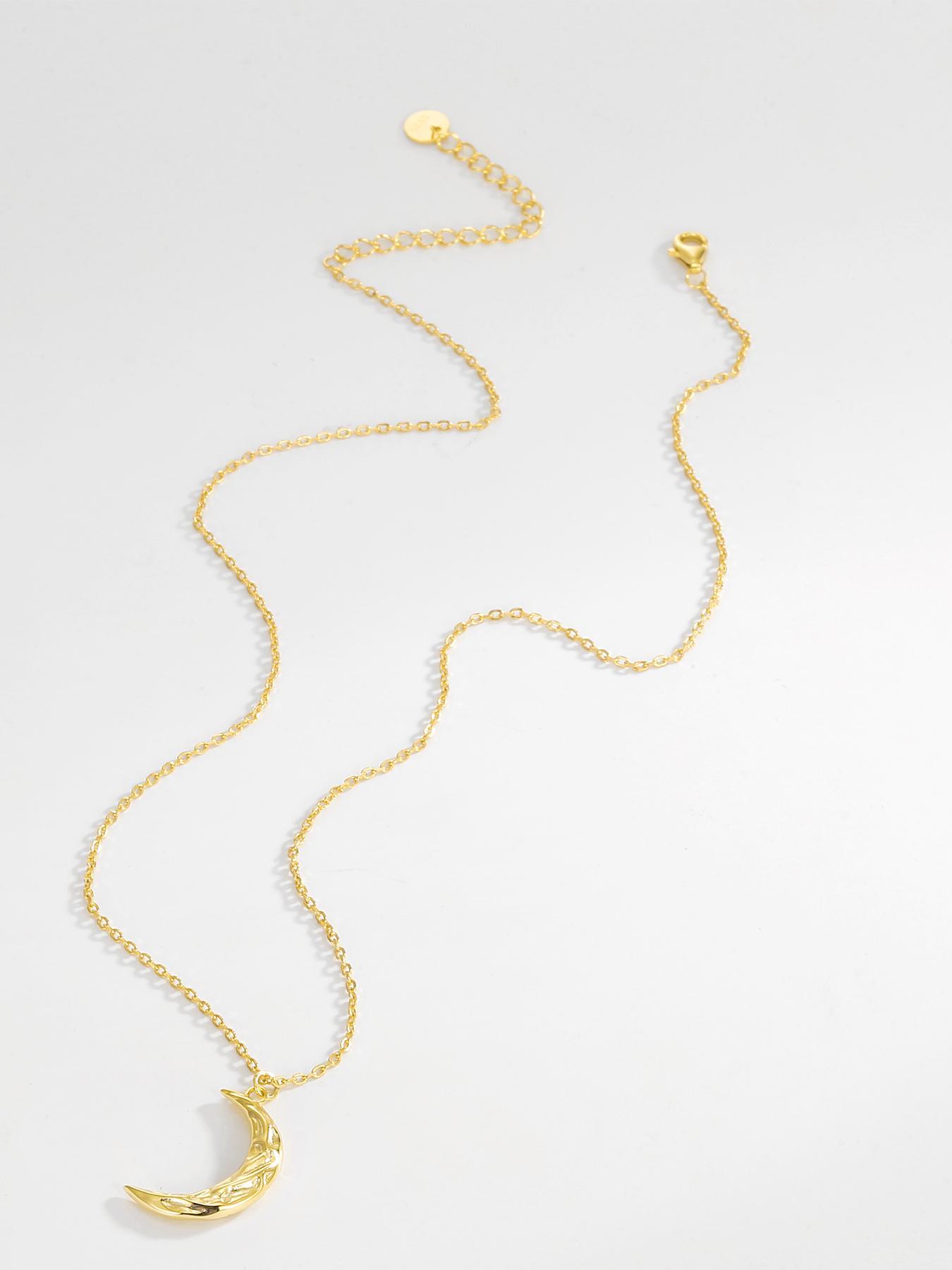 925 Sterling Silver Crescent Moon Design Celestial Pendant Necklace for Women & Girls, Fashion Jewelry for Party, Daily Decor, Trendy All-match & Exquisite Jewelry for Birthday Gift