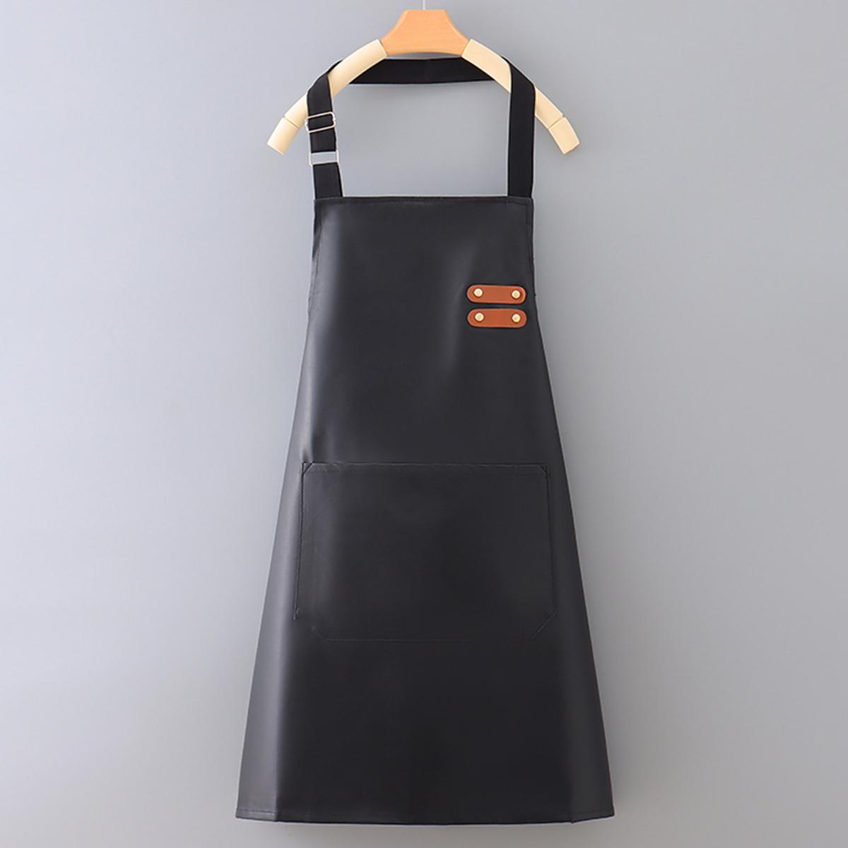 Solid Color Apron, Waterproof & Oil-proof Apron for Men and Women, Kitchen Cooking Apron, Household Kitchen Cooking Supplies