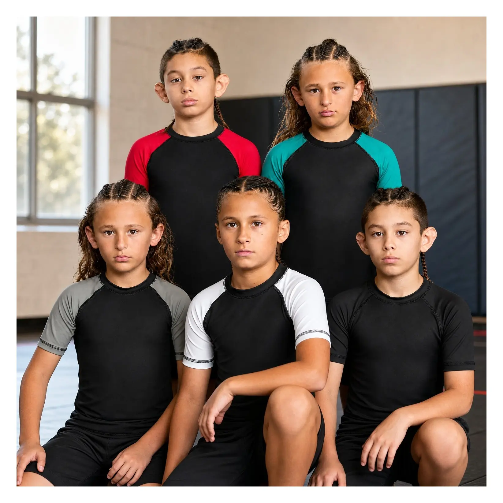 Kids BJJ Rash Guard Short Sleeve Compression Shirt for Youth Boys Girls No-Gi Jiu Jitsu TrainingGift