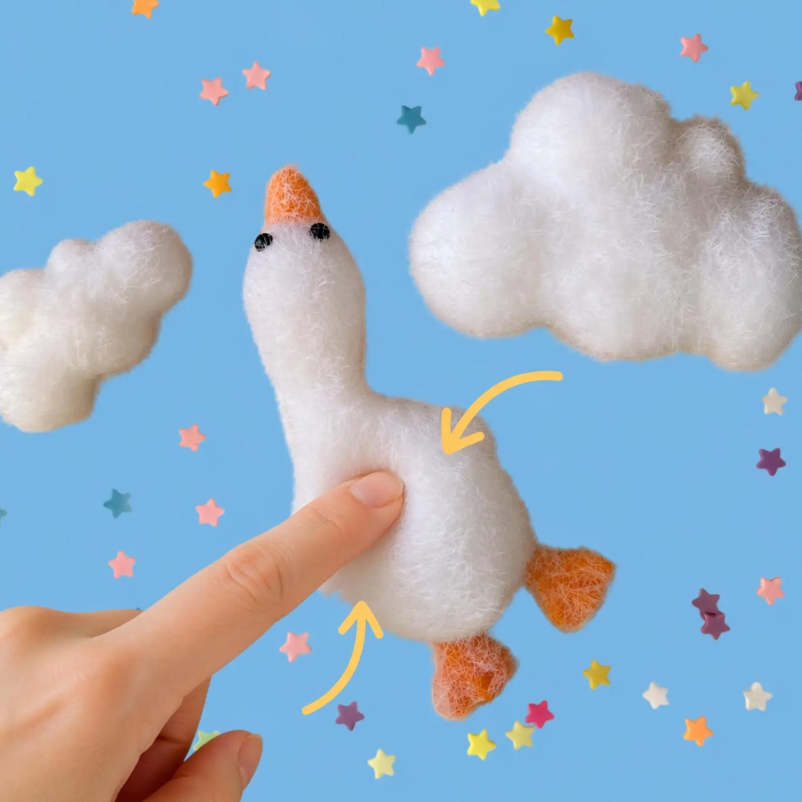 Handmade silly goose squishy toy, taba squishy, quiet fun pinch toy, sensory desk decor, tactile gift