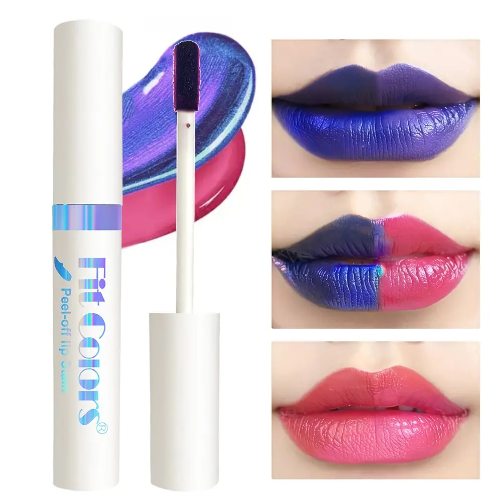 1PC Long Lasting Peel‑Off Lip Tint Fit‑Colors Smooth Texture Peel‑Off Lip Gloss Water‑Proof No‑Stain Compact White Tube For Daily All‑Day Lip Cosmetic Gift